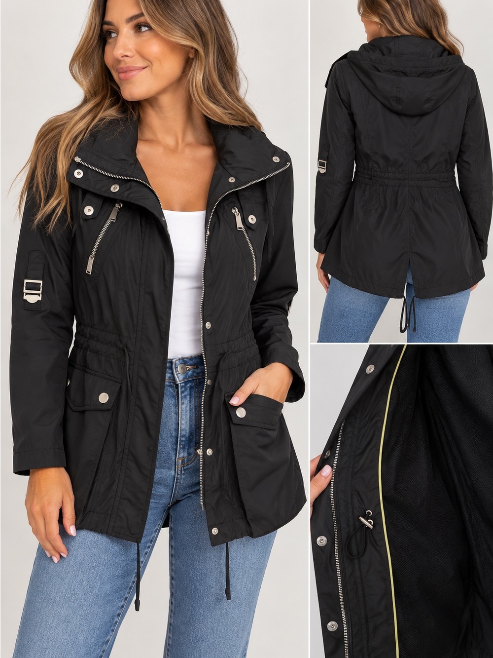 BCBGeneration Black Utility Anorak Jacket with Hood